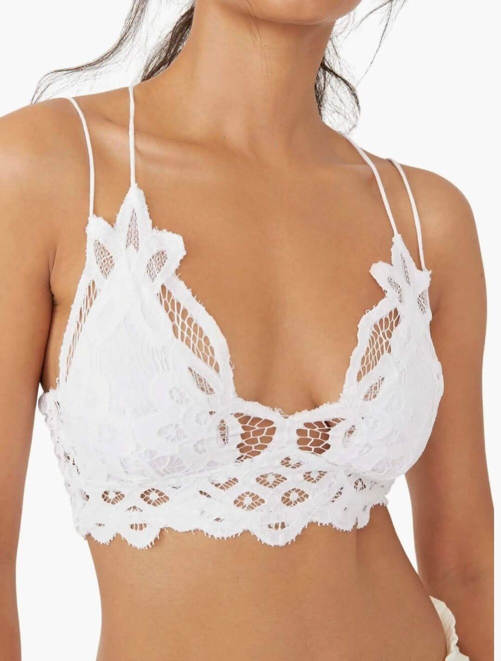 New Free People Intimately Fp Adella Longline Bralette White Size MEDIUM $38